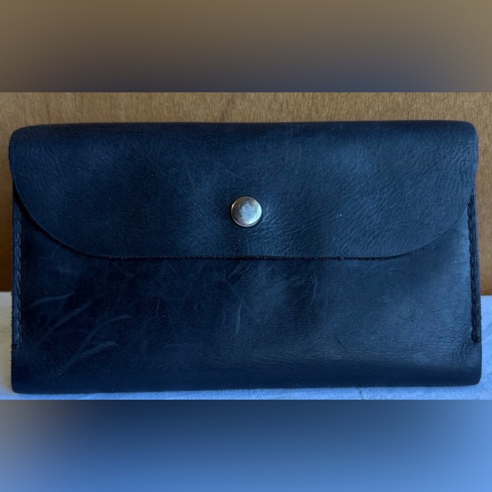 Ladies Italian Leather Black Handmade Wallet